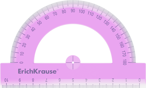 Транспортир ERICH KRAUSE Standard 180 градусов 10см пластиковый, в ассортименте Арт. 52985, фотография