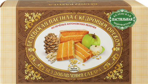 Пастила БЕЛЁВСКАЯ ПАСТИЛЬНАЯ МАНУФАКТУРА с кедровым орехом, 180г, крупный план