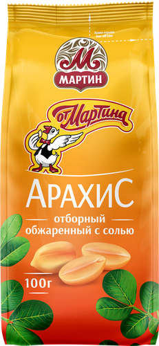 Арахис ОТ МАРТИНА отборный обжаренный с солью, 100г, крупный план