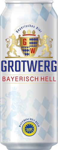 Пиво светлое GROTWERG Bayerisch Hell фильтрованное пастеризованное, 4,7%, ж/б, 0.5л, фотография