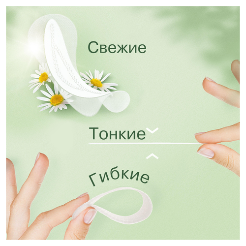 Прокладки ежедневные NATURELLA Ромашка Лайт, 52шт, крупный план