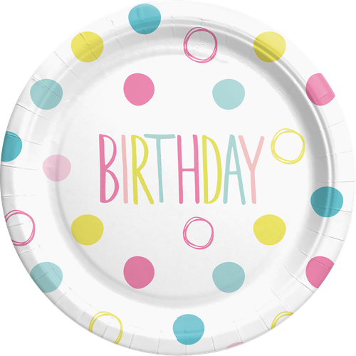 Тарелки одноразовые Happy Birthday d=23см бумажные, 6шт, изображение
