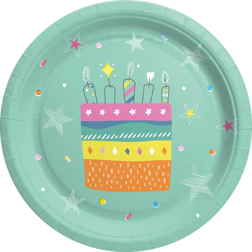 Тарелки одноразовые Happy Birthday d=23см бумажные, 6шт, фото