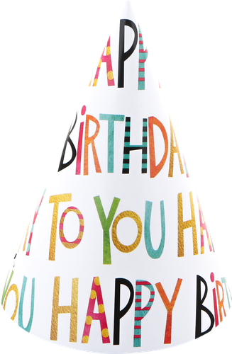 Колпаки праздничные Happy Birthday 16см, 6шт, детальное фото