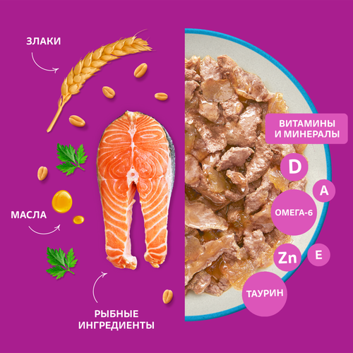 Корм консервированный для взрослых кошек WHISKAS желе с лососем, 75г, изображение