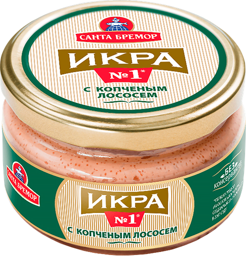 Икра САНТА БРЕМОР Икра №1, деликатесная с копченым лососем 270г, фото