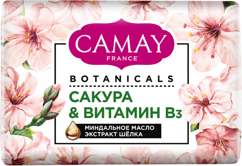 Туалетное мыло CAMAY Botanicals Японская сакура, 85г, крупный план