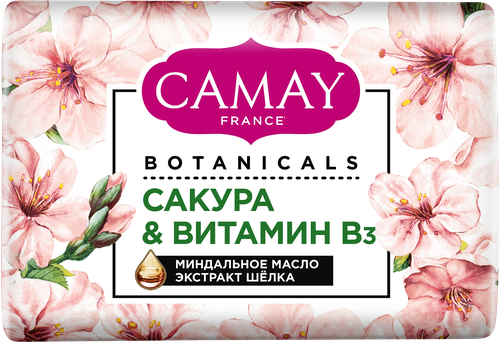 Туалетное мыло CAMAY Botanicals Японская сакура, 85г, крупный план