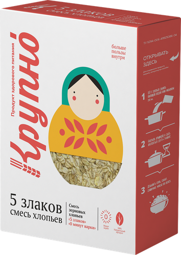 Хлопья зерновые КРУПНО 5 злаков, 400г, фотография