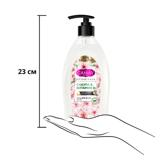 Гель для душа CAMAY Botanicals Японская сакура, 750мл, крупный план