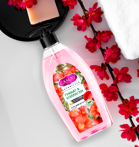 Гель для душа CAMAY Botanicals Цветы граната, 750мл, фото