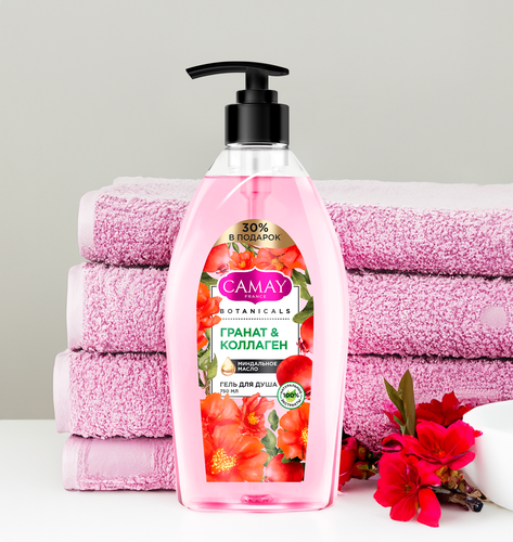 Гель для душа CAMAY Botanicals Цветы граната, 750мл, фотография