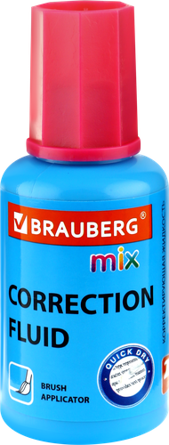 Жидкость корректирующая BRAUBERG Mix быстросохнущая, с кисточкой Арт. 229074, 20мл, детальное фото