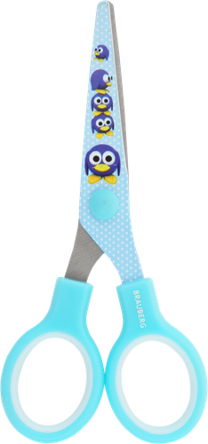 Ножницы BRAUBERG Kid Series Пингвины 13см, голубые Арт. 232271, фото