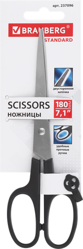 Ножницы BRAUBERG Standard 18см, черные Арт. 237096, фото