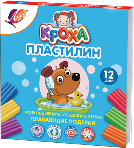 Пластилин ЛУЧ плавающий, 12 цветов, вид