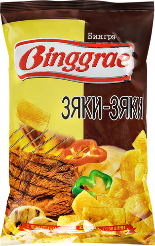 Чипсы БИНГРЭ Зяки-зяки с пикантным вкусом жареной говядины, 130г, изображение