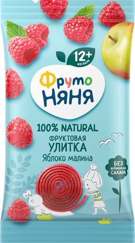 Фруктовые кусочки ФРУТОНЯНЯ Улитка Яблоко, малина, с 12 месяцев, 15г, изображение