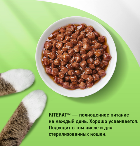 Корм консервированный для кошек Kitekat Кролик в соусе, 85г, изображение