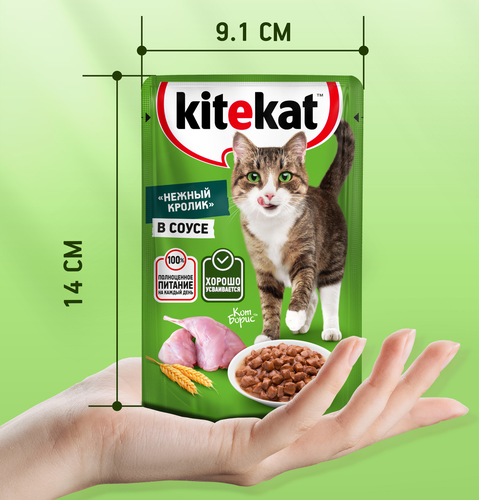 Корм консервированный для кошек Kitekat Кролик в соусе, 85г, крупный план