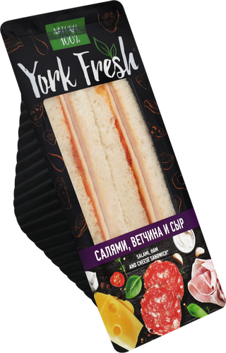 Сэндвич с салями, ветчиной и сыром YORK FRESH, 150г, изображение
