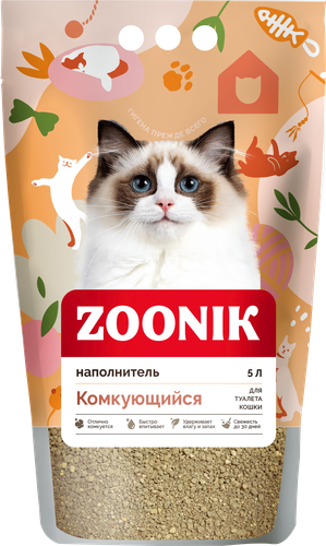 Наполнитель для кошек ЗООНИК комкующийся, 5л, изображение
