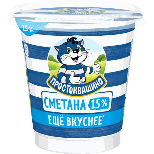 Сметана ПРОСТОКВАШИНО 15%, без змж, 300г, фотография