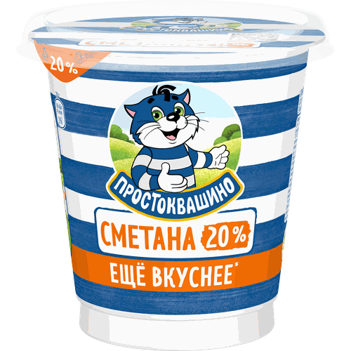 Сметана ПРОСТОКВАШИНО 20%, без змж, 300г, картинка
