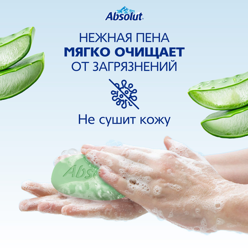 Туалетное мыло ABSOLUT Nature антибактериальное с экстрактом алоэ, 90г, картинка
