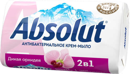 Туалетное мыло ABSOLUT Cream Дикая орхидея антибактериальное, 90г, крупный план