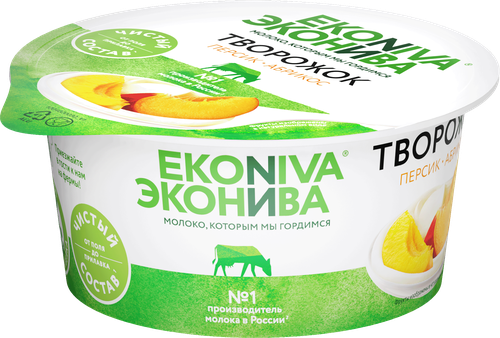 Продукт творожный ЭКОНИВА Персик, абрикос 5%, без змж, 125г, фото