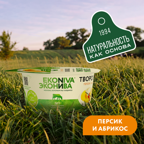 Продукт творожный ЭКОНИВА Персик, абрикос 5%, без змж, 125г, картинка