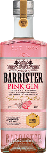 Джин BARRISTER Pink дистиллированный 40%, 0.7л, изображение