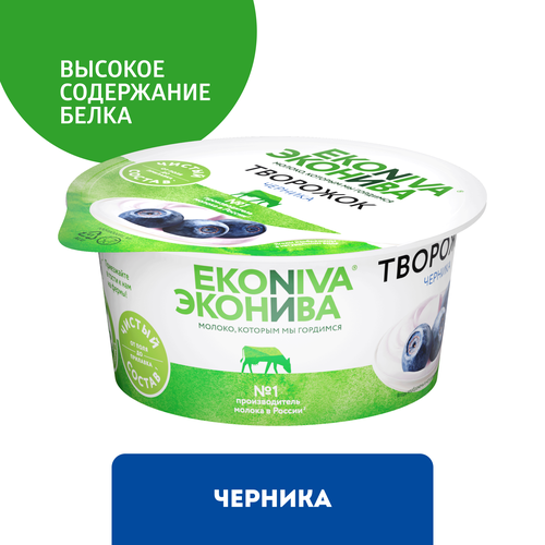 Продукт творожный ЭКОНИВА Черника 5%, без змж, 125г, детальное фото
