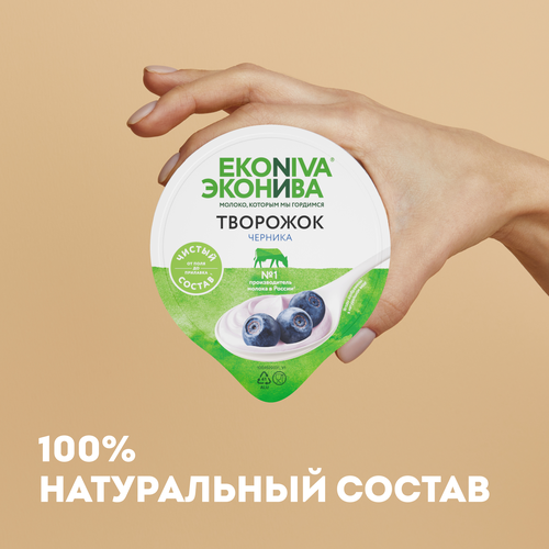 Продукт творожный ЭКОНИВА Черника 5%, без змж, 125г, детальное фото