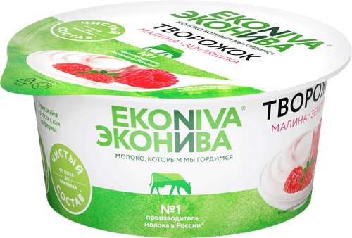 Продукт творожный ЭКОНИВА Малина, земляника 5%, без змж, 125г, картинка