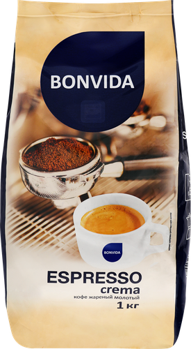 Кофе молотый BONVIDA натуральный жареный средняя обжарка, 1кг, изображение