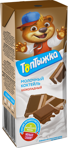 Коктейль молочный ультрапастеризованный ТОПТЫЖКА Шоколадный 3,2%, без змж, 200г, изображение