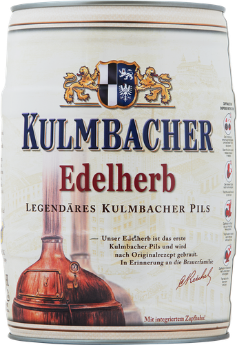 Пиво светлое KULMBACHER Edelherb фильтрованное пастеризованное 4,9%, 5л, крупный план