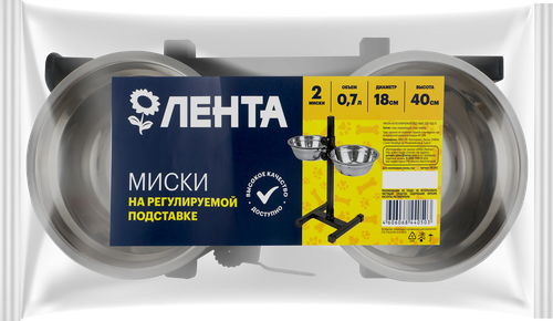 Миски ЛЕНТА на регулируемой подставке 700мл Арт. ЛЕ1082, 2шт, детальное фото