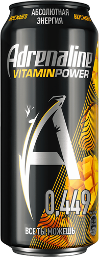 Напиток энергетический ADRENALINE Vitamin Power Манго газированный,  0.449л, картинка