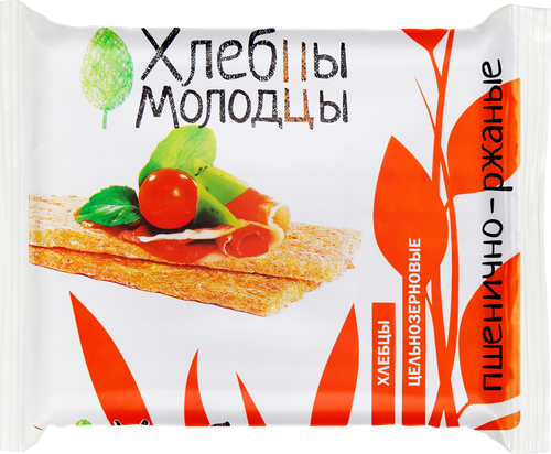 Хлебцы пшенично-ржаные ХЛЕБЦЫ-МОЛОДЦЫ хрустящие, 100г, детальное фото