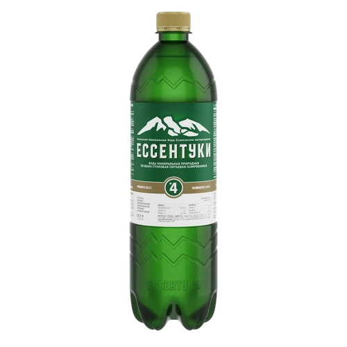 Вода минеральная ЕССЕНТУКИ №4 лечебно-столовая газированная ГОСТ, 1л, картинка