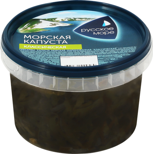 Морская капуста маринованная РУССКОЕ МОРЕ Классическая, 450г, крупный план