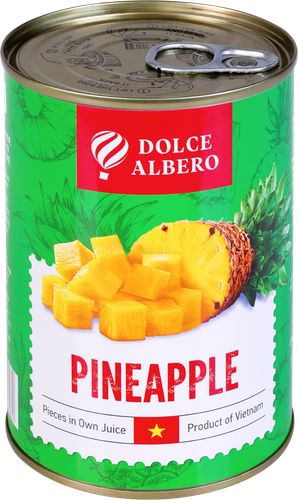 Ананасы DOLCE ALBERO кусочки в собственном соку, 425мл, картинка