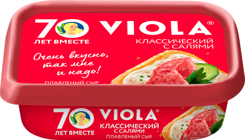 Сыр плавленый VIOLA Классический с салями 35%, без змж, 190г, вид