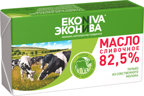 Масло сливочное ЭКОНИВА Традиционное 82,5%, без змж, 350г, вид