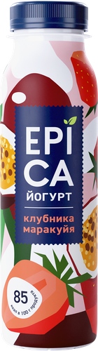 Йогурт питьевой EPICA с клубникой и маракуйей 2,5%, без змж, 260г, фотография
