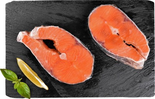 Лосось Атлантический замороженный стейк ЛЕНТА FRESH, весовой, фотография