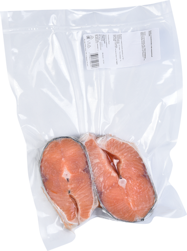 Лосось Атлантический замороженный стейк ЛЕНТА FRESH, весовой, крупный план